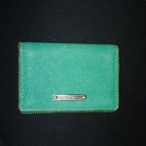 Rebecca Minkoff Green safianno leather small wallet/card holder.
